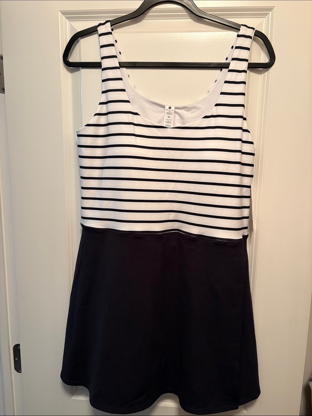 Yogalicious Black & White Striped Tank Dress